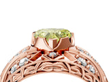 Rose gold Fancy Yellow Heart Cut Diamond Pave Art Deco Split Shank Ring with Four-Prong Setting_4