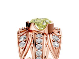 Rose gold Fancy Yellow Heart Cut Diamond Pave Art Deco Split Shank Ring with Four-Prong Setting_5
