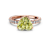Rose gold Fancy Yellow Heart Cut Diamond Pave Band Solitaire Ring with Four-Prong Setting_51