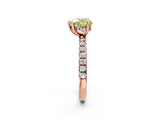 Rose gold Fancy Yellow Heart Cut Diamond Pave Band Solitaire Ring with Four-Prong Setting_53