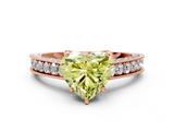 Rose gold Fancy Yellow Heart  Cut Diamond Pave Band with Four-Prong Setting_36