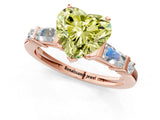 Rose gold Fancy Yellow Heart  Cut Diamond Ring with Baguette Side Stones, Channel Set Band, and Four-Prong Setting_25