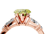 Rose gold Fancy Yellow Heart  Cut Diamond Ring with Baguette Side Stones, Channel Set Band, and Four-Prong Setting_28