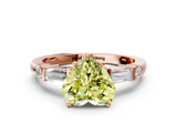 Rose gold Fancy Yellow Heart  Cut Diamond Ring with Baguette Side Stones, Channel Set Band, and Four-Prong Setting_3