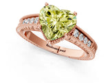 Rose gold Fancy Yellow Heart Cut Diamond Ring with Milgrain Pavé Band and Four-Prong Setting_21