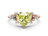 Rose gold Fancy Yellow Heart Cut Diamond Ring with Side Stones and Four-Prong Setting_78