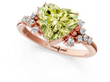 Rose gold Fancy Yellow Heart Cut Diamond Ring with Side Stones and Four-Prong Setting_79