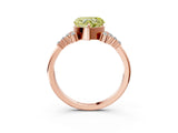 Rose gold Fancy Yellow Heart Cut Diamond Ring with Side Stones and Four-Prong Setting_81