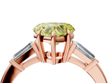 Rose gold Fancy Yellow Heart  Cut Diamond Ring with Tapered Baguette Side Stones in Four-Prong Setting_7