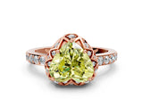 Rose gold Fancy Yellow Heart Cut Diamond Scalloped Halo Engagement Ring with Round Shared Prong Band_12