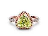Rose gold Fancy Yellow Heart Cut Diamond Scalloped Halo Engagement Ring with Round Shared Prong Band_24