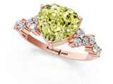 Rose gold Fancy Yellow Heart Cut Diamond Scattered Round Accent Ring with Prong Setting_13