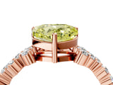Rose gold Fancy Yellow Heart Cut Diamond Scattered Round Accent Ring with Prong Setting_16