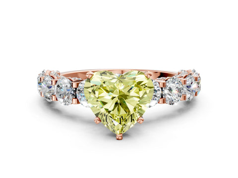 Rose gold Fancy Yellow Heart Cut Diamond Side Stone Engagement Ring with Four-Prong Setting_24