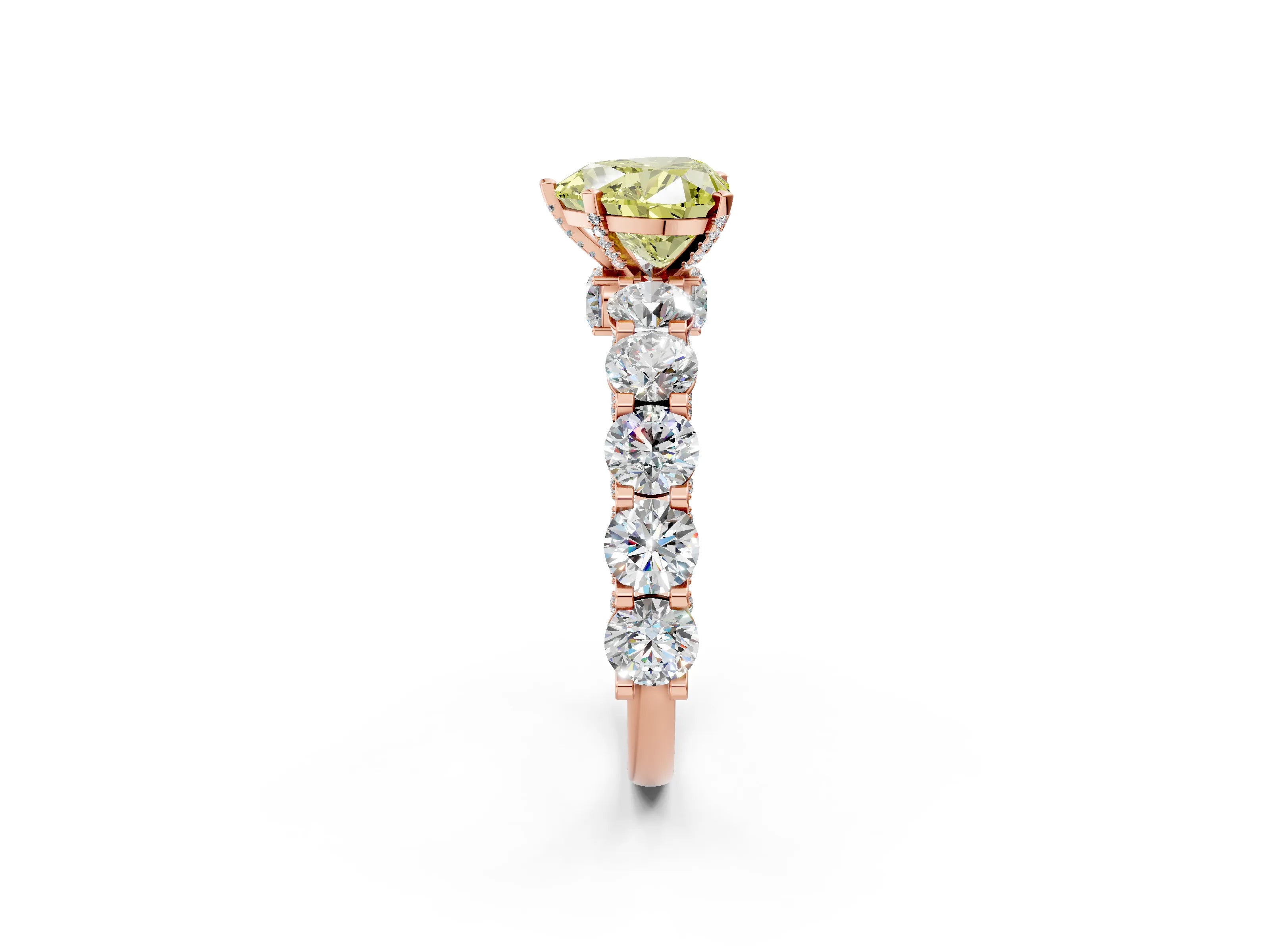Rose gold Fancy Yellow Heart Cut Diamond Side Stone Engagement Ring with Four-Prong Setting_26