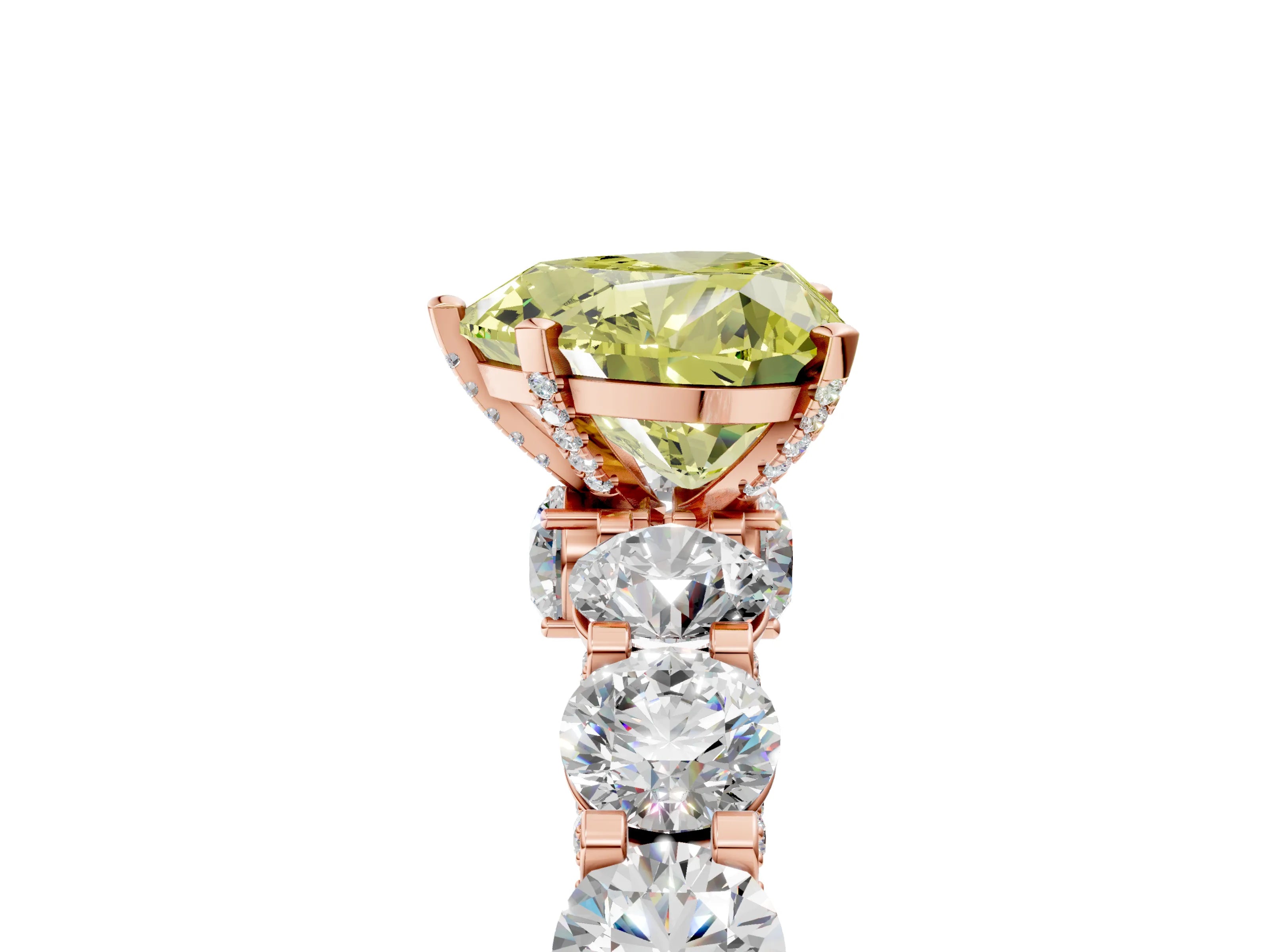 Rose gold Fancy Yellow Heart Cut Diamond Side Stone Engagement Ring with Four-Prong Setting_29