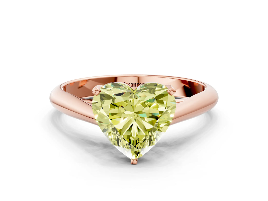 Rose gold Fancy Yellow Heart Cut Diamond Solitaire Engagement Ring with Cathedral Setting and Four-Prong Mount_109