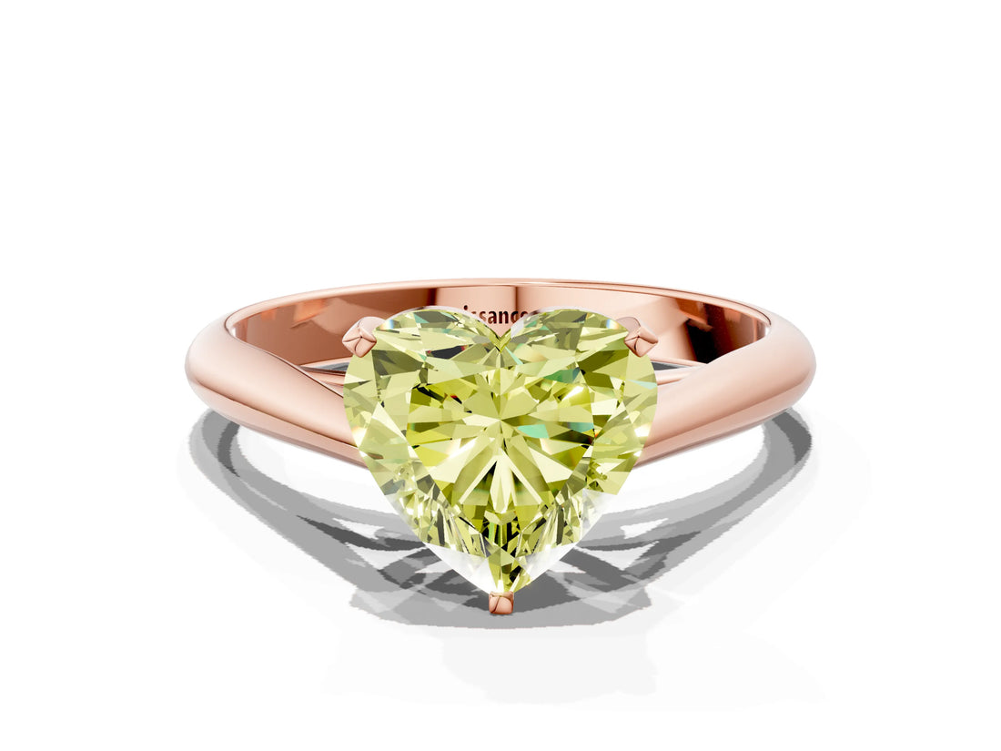 Rose gold Fancy Yellow Heart Cut Diamond Solitaire Engagement Ring with Cathedral Setting and Four-Prong Mount_96
