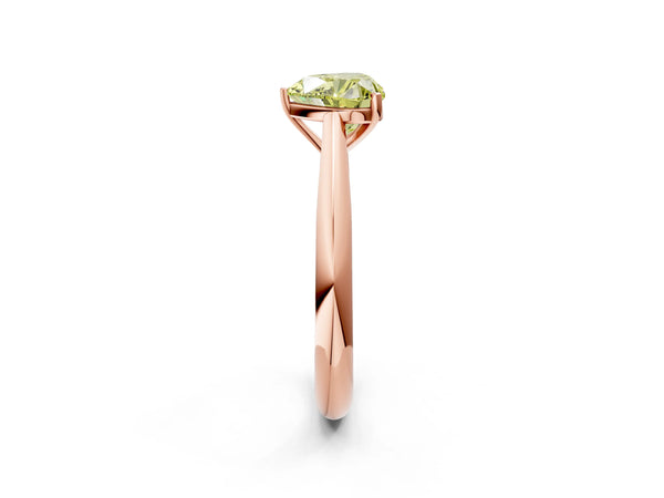 Rose gold Fancy Yellow Heart Cut Diamond Solitaire Engagement Ring with Cathedral Setting and Four-Prong Mount