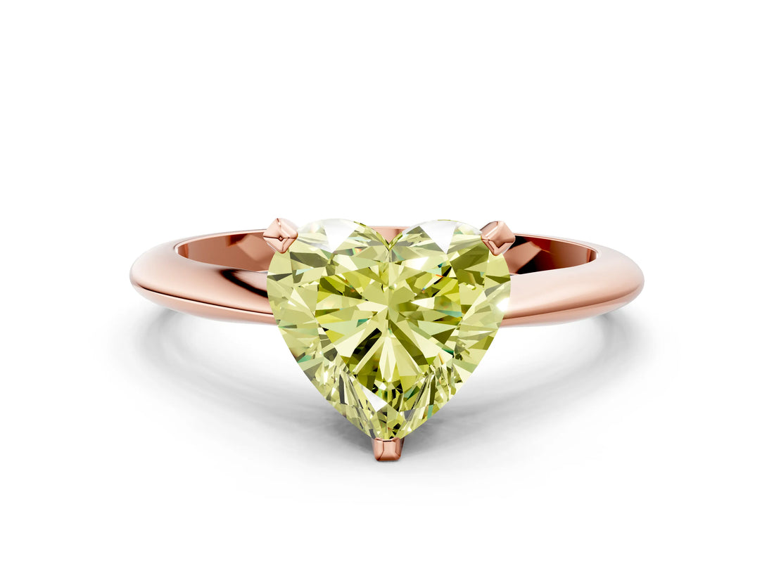 Rose gold Fancy Yellow Heart Cut Diamond Solitaire Engagement Ring with Classic Band and Four-Prong Setting_36