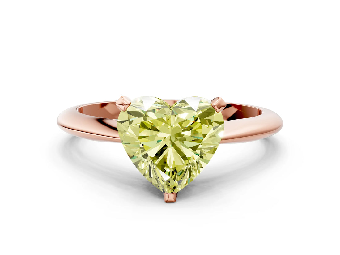Rose gold Fancy Yellow Heart Cut Diamond Solitaire Engagement Ring with Classic Band and Four-Prong Setting_87