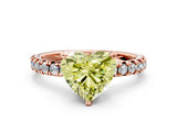 Rose gold Fancy Yellow Heart Cut Diamond Solitaire Pavé Engagement Ring with Round Band and Prong Setting_73