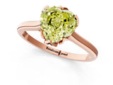 Rose gold Fancy Yellow Heart Cut Diamond Solitaire Ring with Flower Prong Setting and Classic Band_13