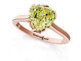 Rose gold Fancy Yellow Heart Cut Diamond Solitaire Ring with Flower Prong Setting and Classic Band_37