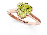 Rose gold Fancy Yellow Heart Cut Diamond Solitaire Ring with Flower Prong Setting and Classic Band_51