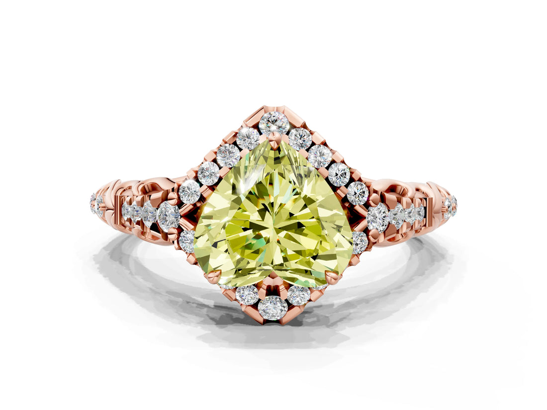 Rose gold Fancy Yellow Heart Cut Diamond Solitaire Ring with Hidden Halo and Pavé Band_27