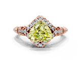 Rose gold Fancy Yellow Heart Cut Diamond Solitaire Ring with Hidden Halo and Pavé Band_27