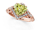 Rose gold Fancy Yellow Heart Cut Diamond Solitaire Ring with Hidden Halo and Pavé Band_28