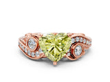 Rose gold Fancy Yellow Heart Cut Diamond Solitaire Ring with Milgrain Pavé Band and Four-Prong Setting_172