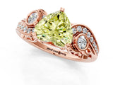 Rose gold Fancy Yellow Heart Cut Diamond Solitaire Ring with Milgrain Pavé Band and Four-Prong Setting_173