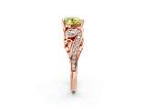 Rose gold Fancy Yellow Heart Cut Diamond Solitaire Ring with Milgrain Pavé Band and Four-Prong Setting_174