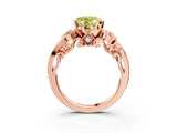 Rose gold Fancy Yellow Heart Cut Diamond Solitaire Ring with Milgrain Pavé Band and Four-Prong Setting_175