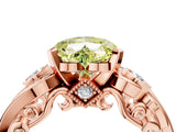 Rose gold Fancy Yellow Heart Cut Diamond Solitaire Ring with Milgrain Pavé Band and Four-Prong Setting_176