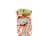 Rose gold Fancy Yellow Heart Cut Diamond Solitaire Ring with Milgrain Pavé Band and Four-Prong Setting_177