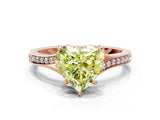Rose gold Fancy Yellow Heart Cut Diamond Solitaire Ring with Pavé Band and Prong Setting_12