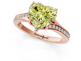 Rose gold Fancy Yellow Heart Cut Diamond Solitaire Ring with Pavé Band and Prong Setting_13