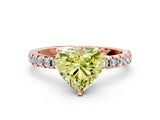 Rose gold Fancy Yellow Heart Cut Diamond Solitaire Ring with Round  Pavé Band and Four-Prong Setting_36