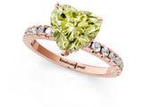 Rose gold Fancy Yellow Heart Cut Diamond Solitaire Ring with Round  Pavé Band and Four-Prong Setting_37