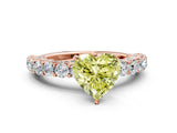 Rose gold Fancy Yellow Heart Cut Diamond Solitaire Ring with Shared Prong Pavé Band and Four-Prong Setting_58