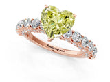 Rose gold Fancy Yellow Heart Cut Diamond Solitaire Ring with Shared Prong Pavé Band and Four-Prong Setting_59