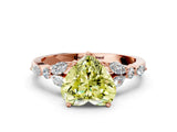 Rose gold Fancy Yellow Heart Cut Diamond Solitaire Ring with Side Stones and Four-Prong Setting_37