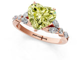 Rose gold Fancy Yellow Heart Cut Diamond Solitaire Ring with Side Stones and Four-Prong Setting_38