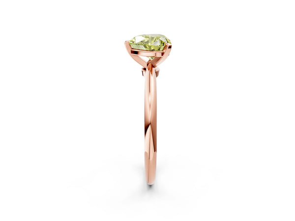 Rose gold Fancy Yellow Heart Cut Diamond Solitaire Ring with Six-Prong Setting and Classic Band