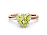 Rose gold Fancy Yellow Heart Cut Diamond Solitaire Ring with Thin Band and Prong Setting_12