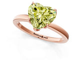 Rose gold Fancy Yellow Heart Cut Diamond Solitaire Ring with Thin Band and Prong Setting_13