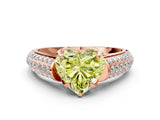 Rose gold Fancy Yellow Heart Cut Diamond Solitaire Ring with Three-Row Pavé Band and Four-Prong Setting_37